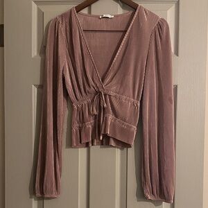Zara Dusty Pink V-Neck Blouse